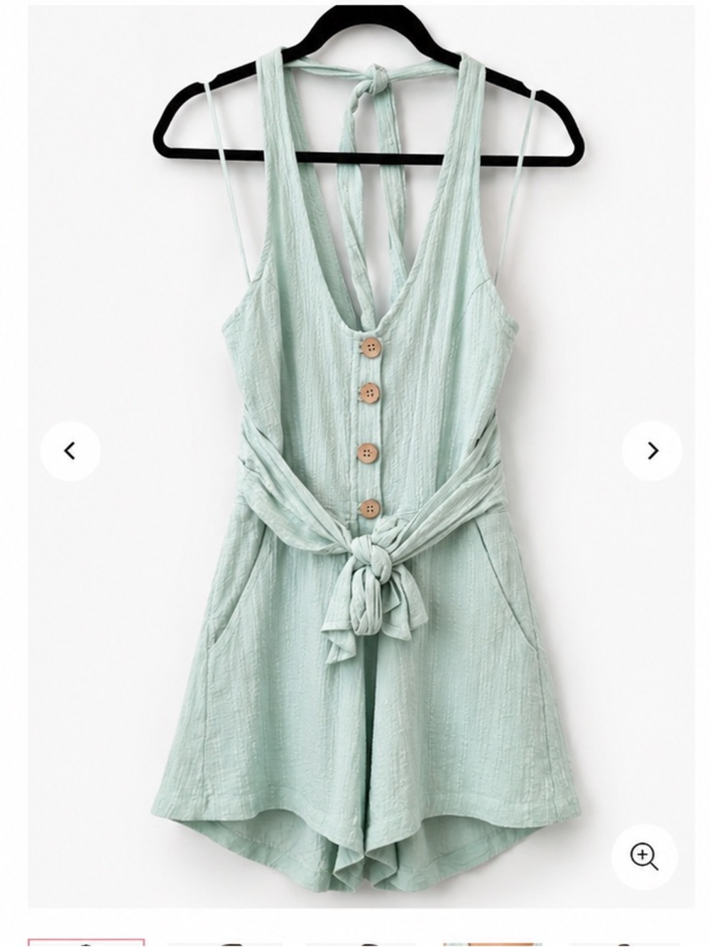 Cotton Candy Mint Green Halter Tie Romper
